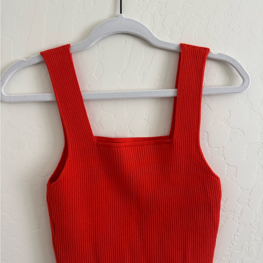 SHEIN Red Ribbed Tank Top